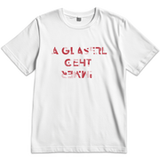T-Shirt in weiß "A Glaserl geht immer", Größe M