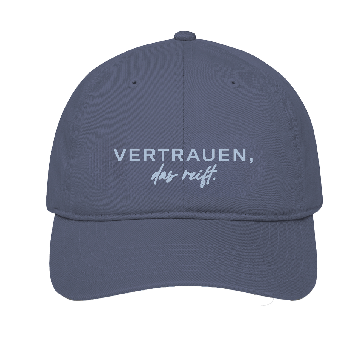 Cap in blau "Vertrauen das reift"
