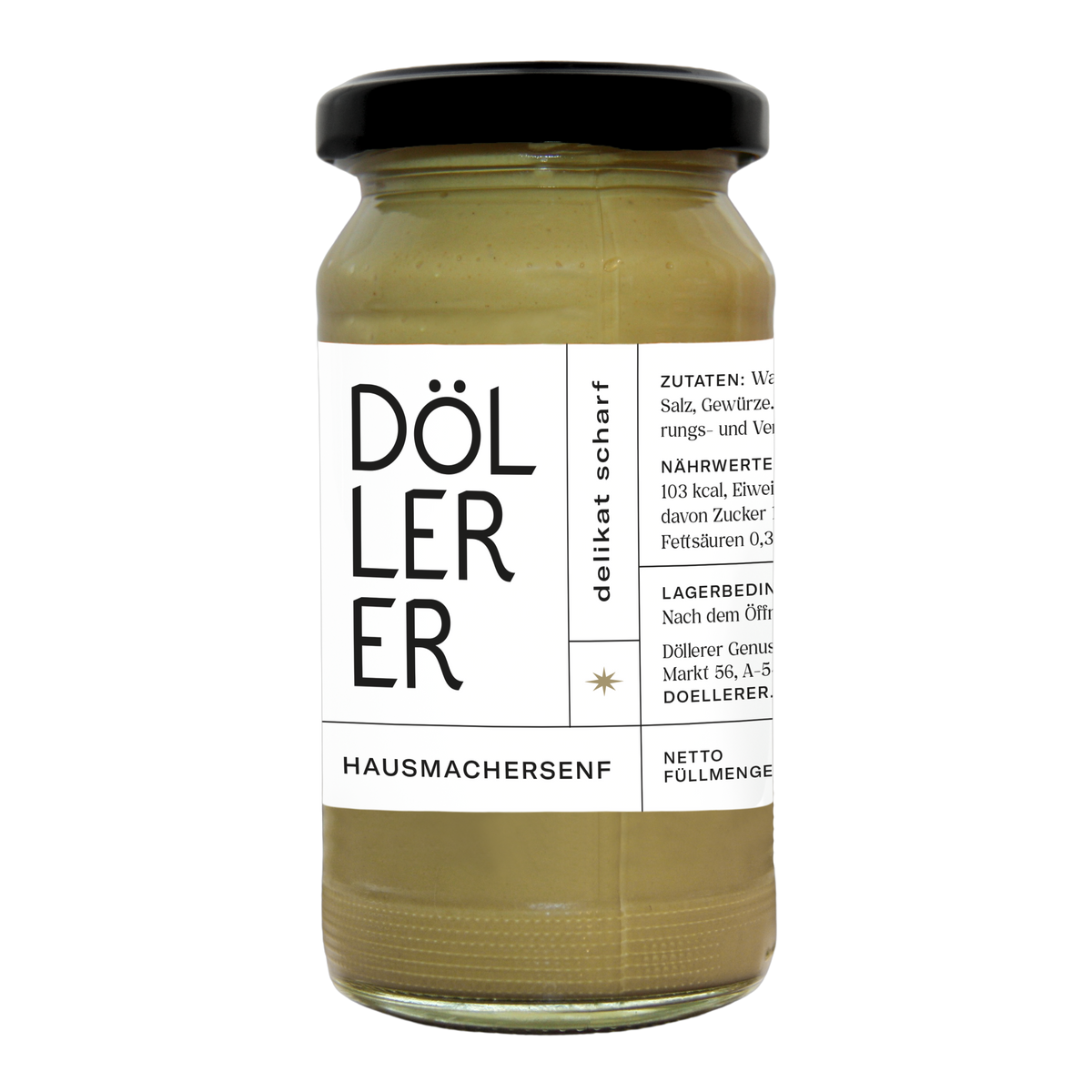 Hausmacher Senf delikat scharf, 200 ml